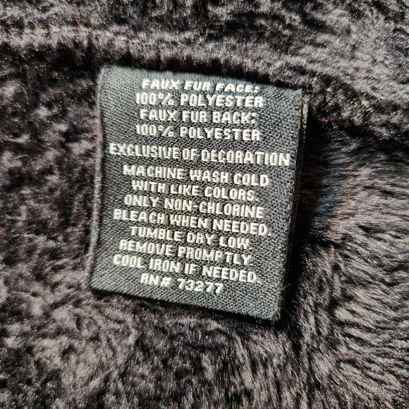 FILA SPORT Black Faux Fur Teddy Bear Jacket Zippered Pockets Full Zip Womens L - Picture 6 of 12